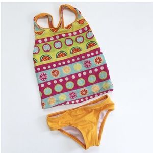 SPEEDO GIRLS fruit striped orange tankini swimsuit